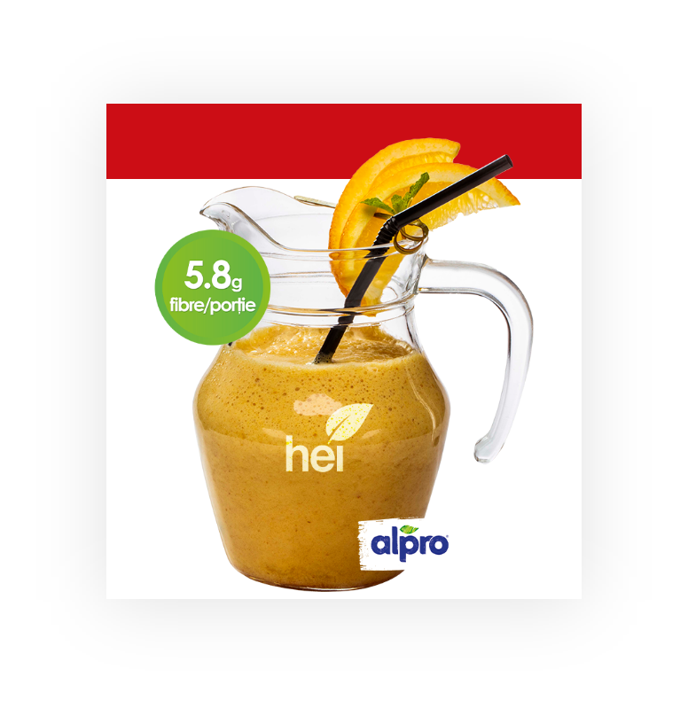 Smoothie cu lapte de cocos, suc de portocale, curmale si scortisoara
